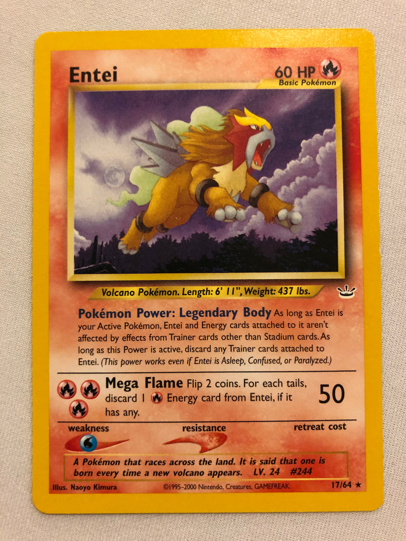 Entei 17/64 Neo Revelation Set Rare Pokemon Card Near Mint