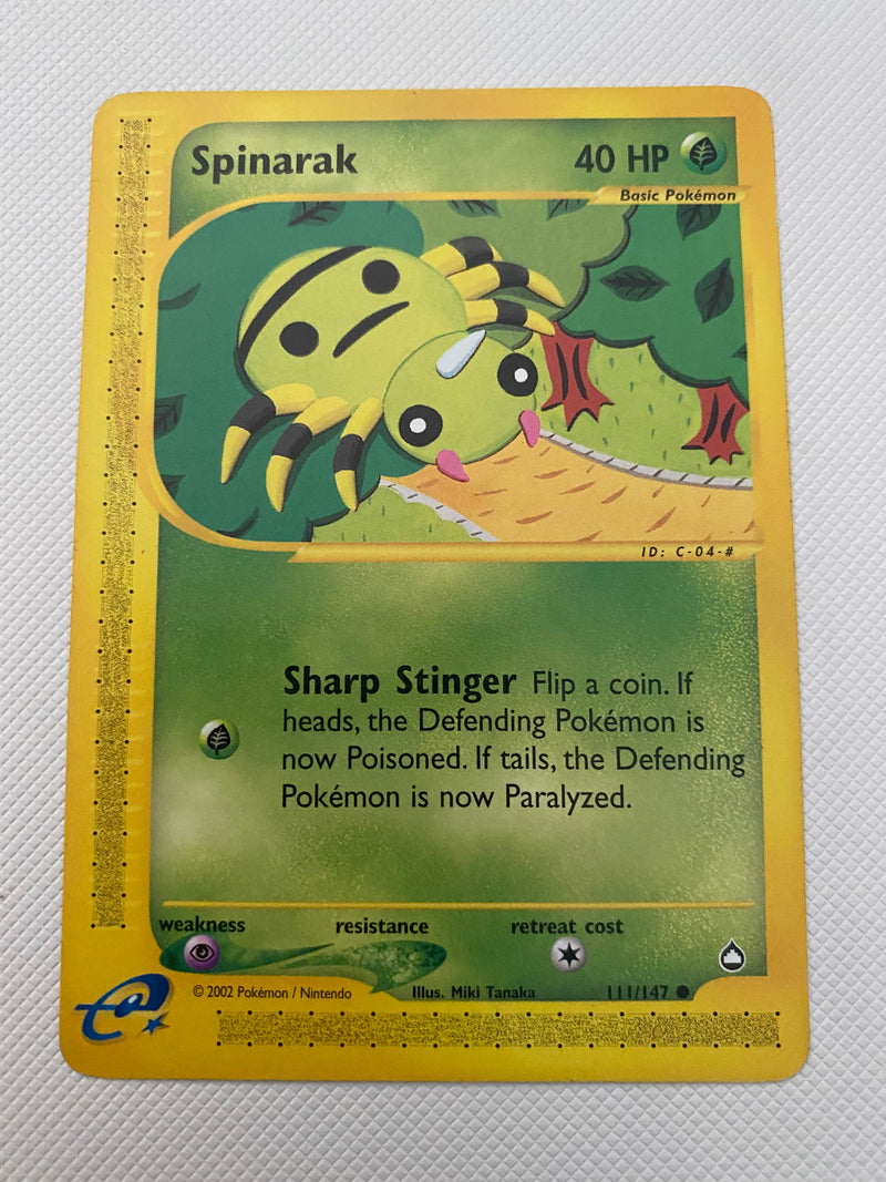 Spinarak 111/147 Common Aquapolis Pokemon Card Naer Mint