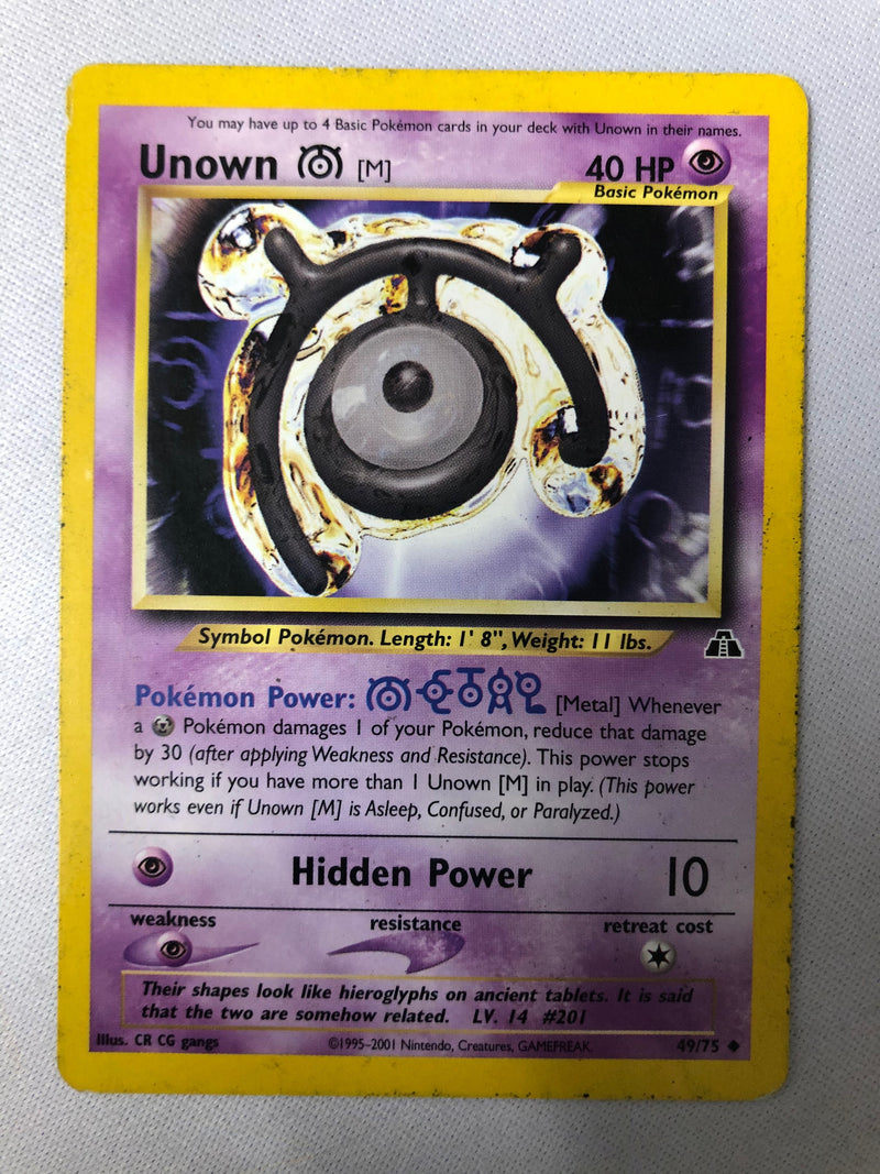 Unown M 49/75  Neo Discovery Uncommon Unlimited Edition Pokemon Card NM