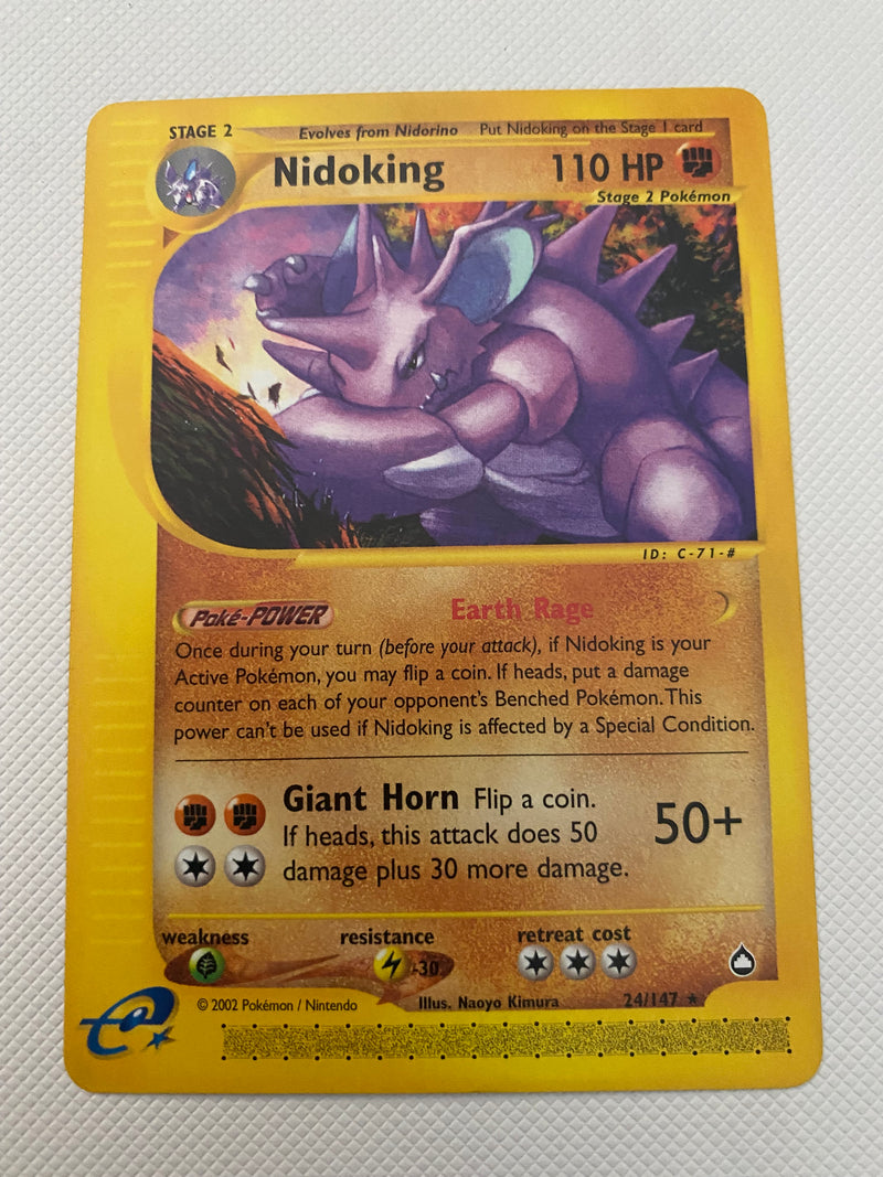 Nidoking 24/147 Aquapolis Rare Pokemon Card Near Mint