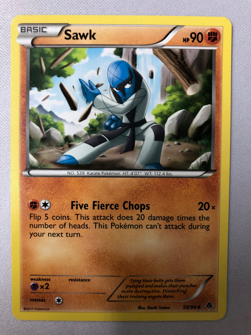 pokemon card sawk White Flare IR Full Art Gold Metal this attack does nothing Sawk 59/98 Emerging Powers Uncommon