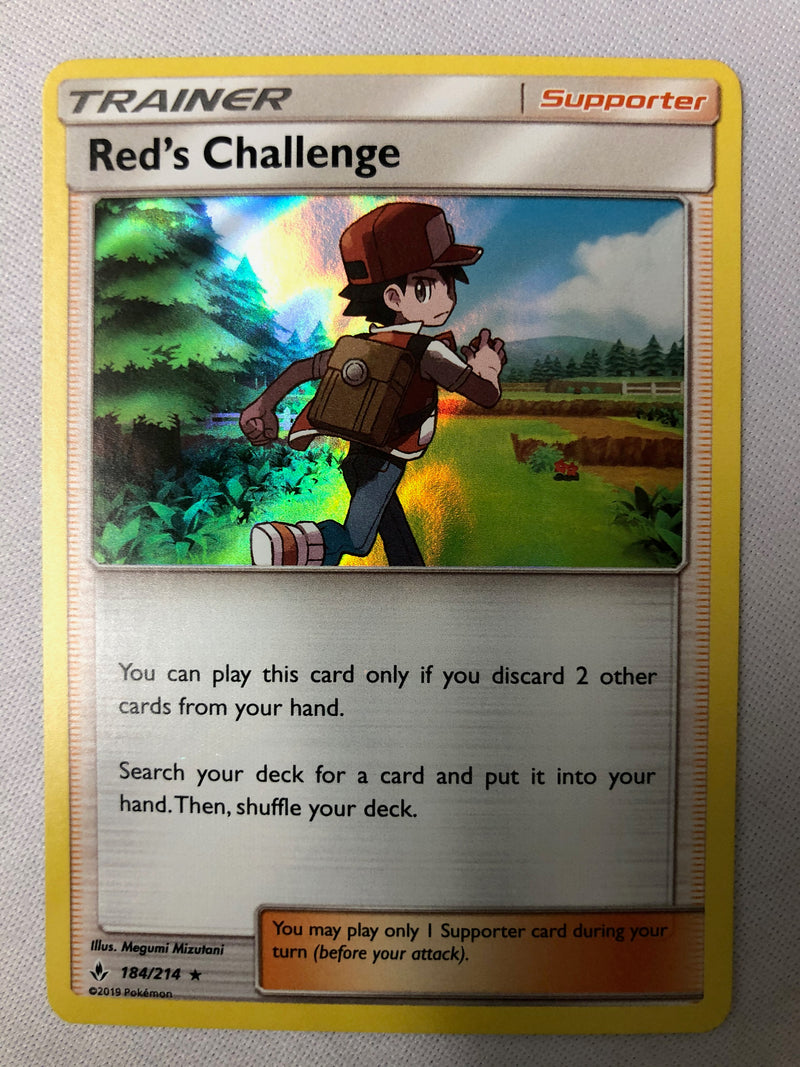 Red's Challenge 184/214 Unbroken Bonds Holo Rare Pokemon Card Near Mint