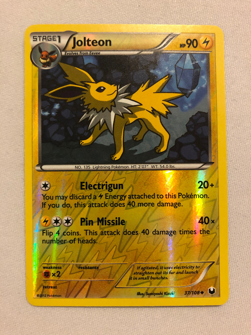 Jolteon 37/108 Uncommon Reverse Holo Black & White Pokemon Card Near Mint