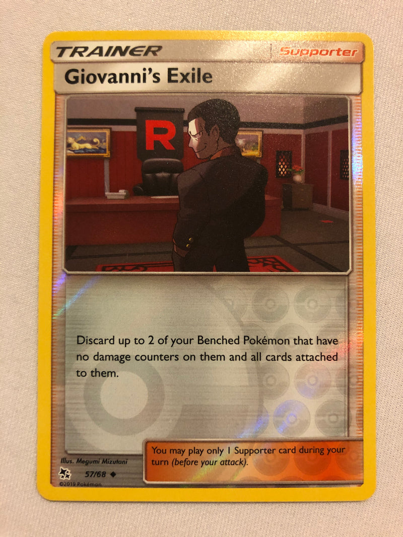 Giovanni's Exile 57/68 Hidden Fates Reverse Holo Pokemon Card Near Mint
