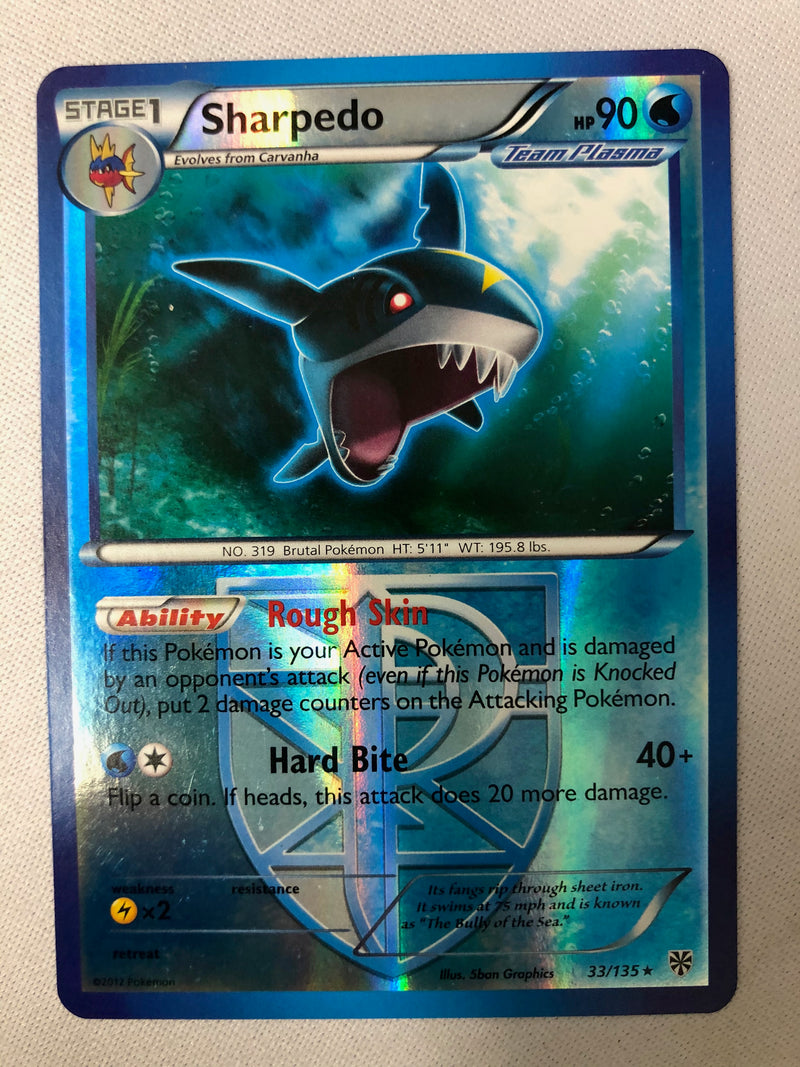 Sharpedo 33/135 Plasma Storm Reverse Holo Rare Pokemon Card NM