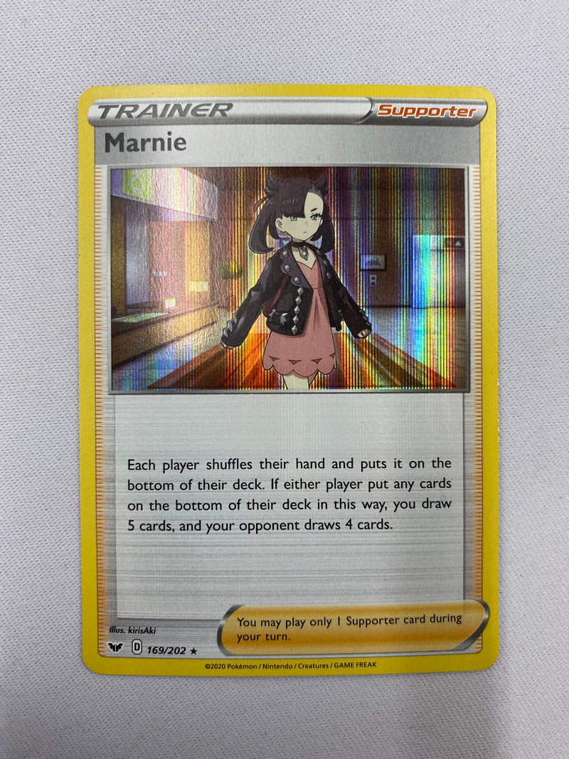 Marnie 169/202 Holo Foil Rare  Sword & Shield Trainer Pokemon Card