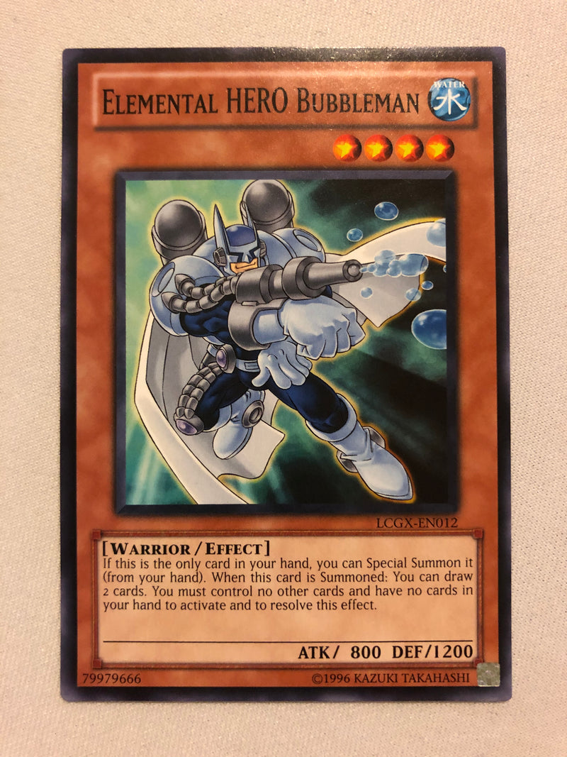 Yugioh Elemental HERO Bubbleman LCGX-EN012 Unlimited Edition Common Near Mint