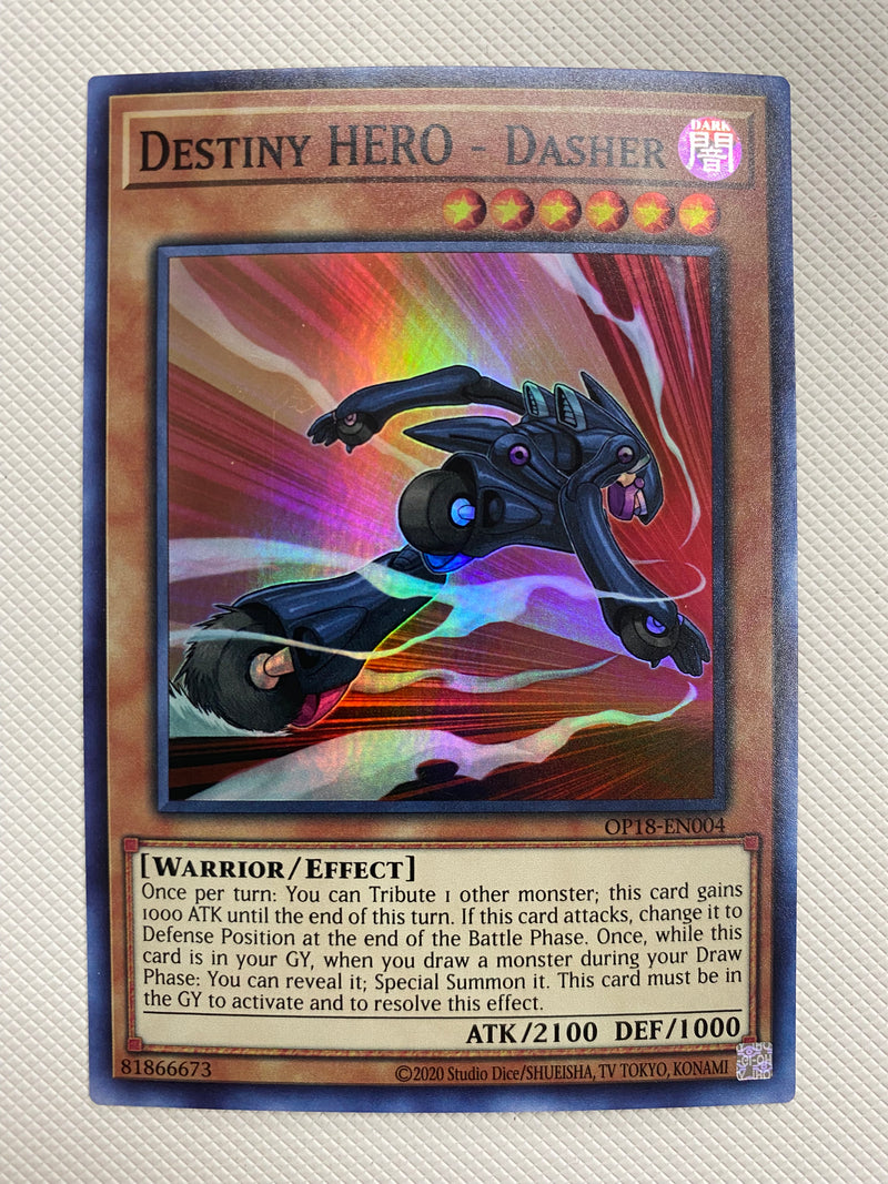 Yugioh Destiny HERO Dasher OP18-EN004 Super Rare Naer Mint