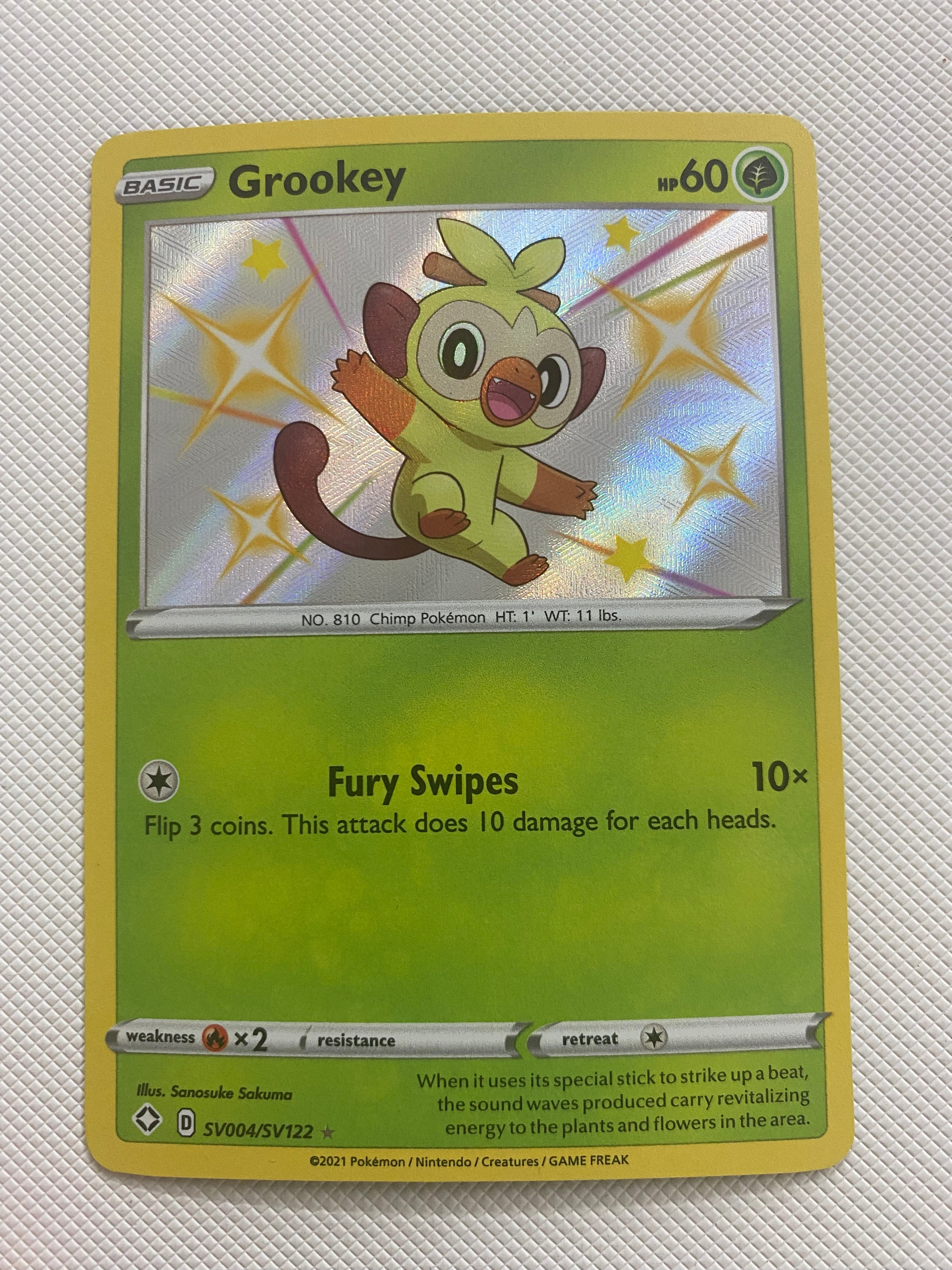 Grookey SV004/SV122 Pokémon Shining Fates Shiny Holo pokemon Card Near