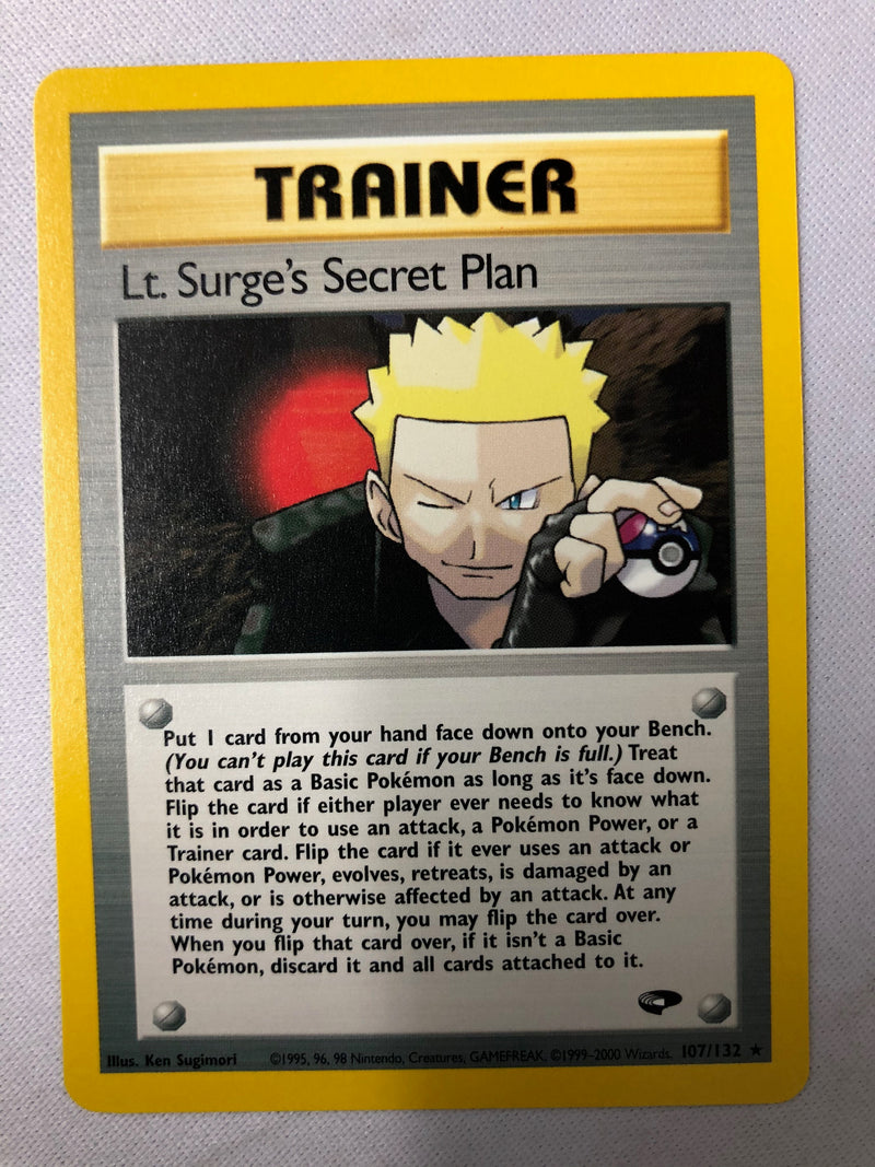 Lt. Surge's Secret Plan 107/132 Gym Heroes Rare Unlimited Pokemon Card NM