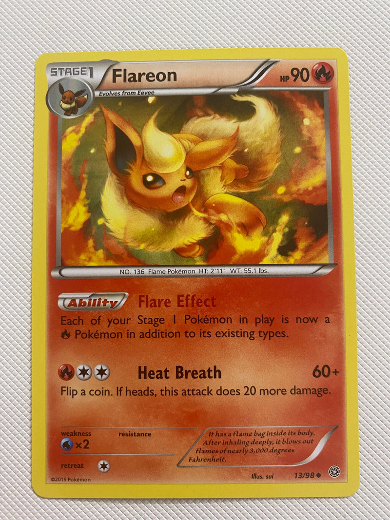Flareon 13/98 Non-Holo Uncommon XY Ancient Origins Pokemon Card Near Mint
