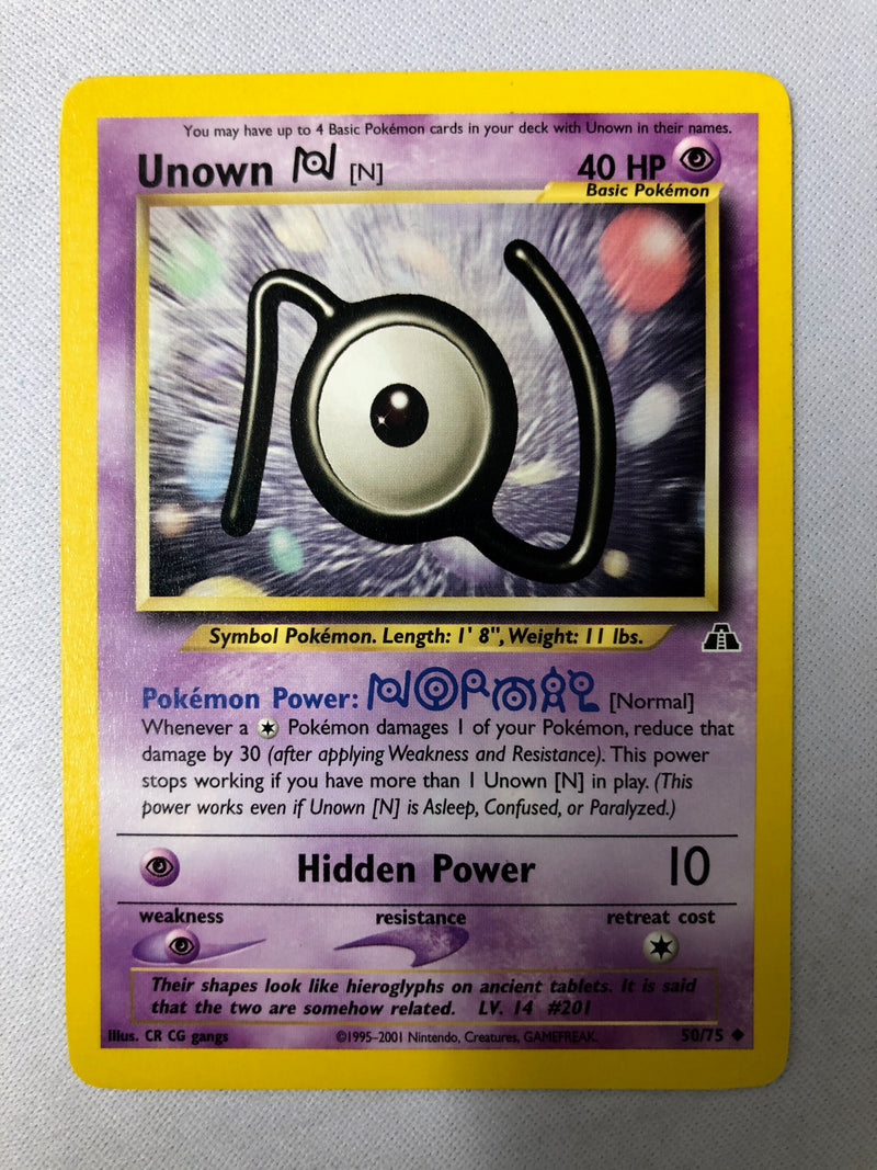Unown N 50/75 Neo Discovery Uncommon Unlimited Pokemon Card NM