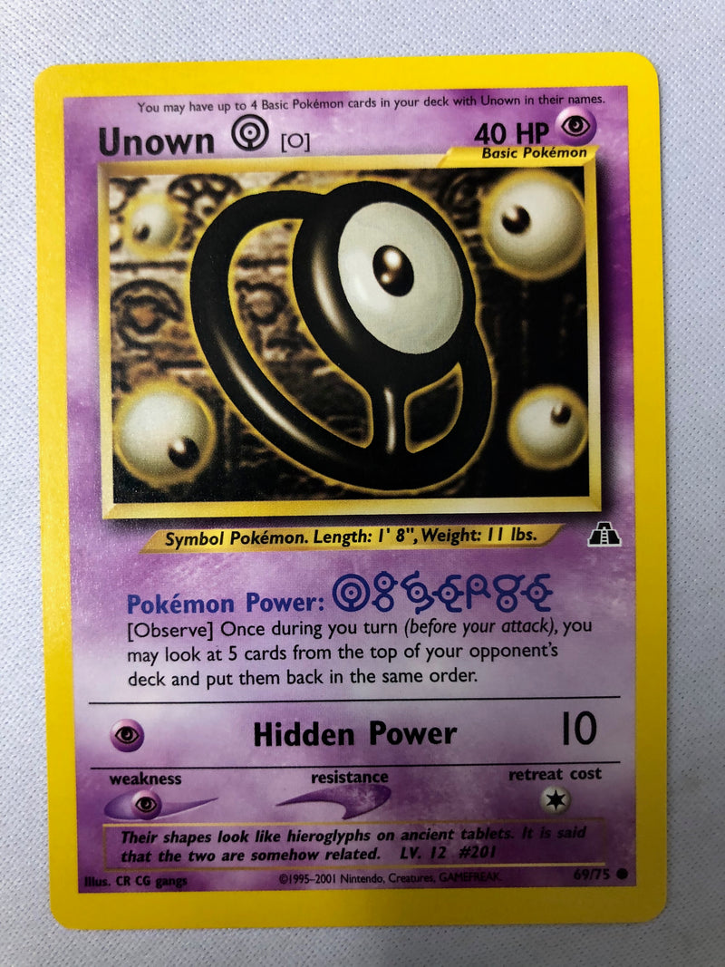 Unown O 69/75 Neo Discovery Common Unlimited Pokemon Card NM