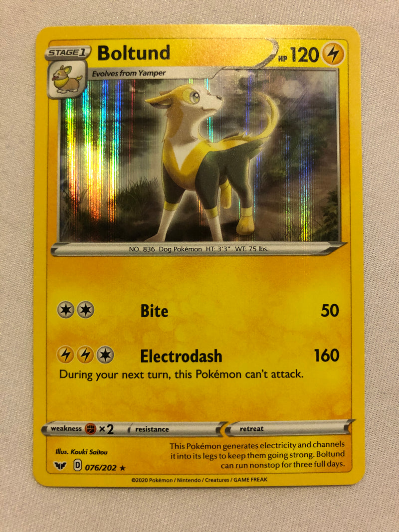 Boltund 076/202 Holo Rare Sword & Shield Base Set Pokemon Card Near Mint