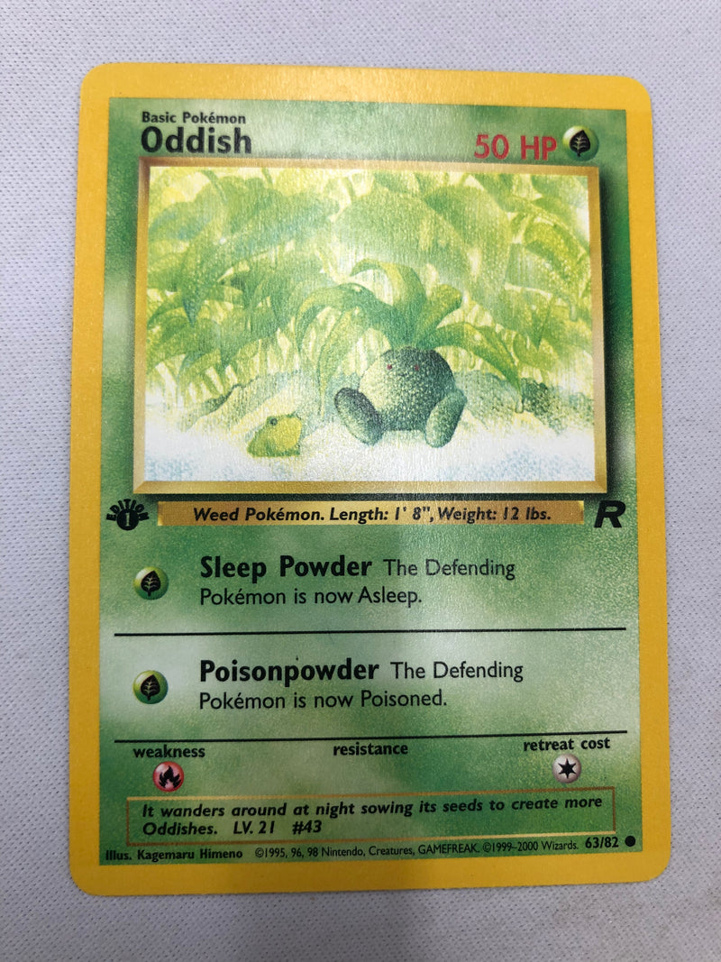 Oddish 63/82 Team Rocket 1st Edition Common Pokemon Card Near Mint
