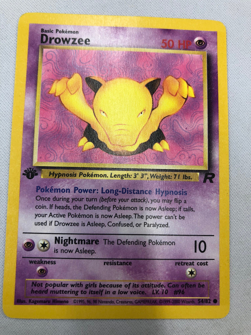 basic drowzee pokemon card value Drowzee 54/82 Team Rocket 1st Edition Common Pokemon Card Near Mint