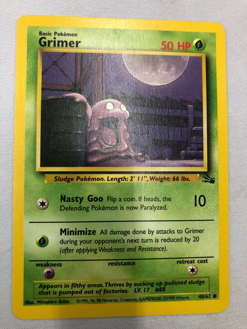 Grimer 48/62 Fossil Unlimited Edition Pokemon Card Near Mint