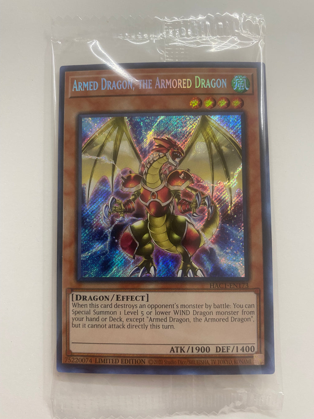 Yugioh Armed Dragon the Armored Dragon HAC1-EN173 Secret Rare Promo Se Yugioh Armed Dragon the Armored Dragon HAC1-EN173 Secret Rare Promo Se