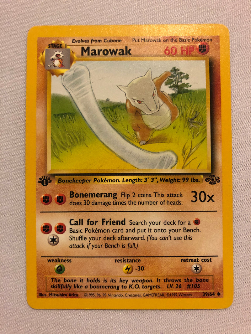 Marowak 39/64 Uncommon 1st Edition Jungle Pokemon Card Near Mint