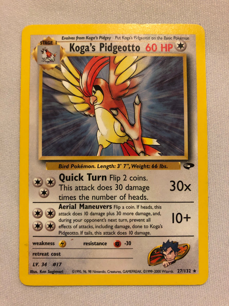 Koga's Pidgeotto 27/132 Rare Gym Challenge Pokemon Card Near Mint