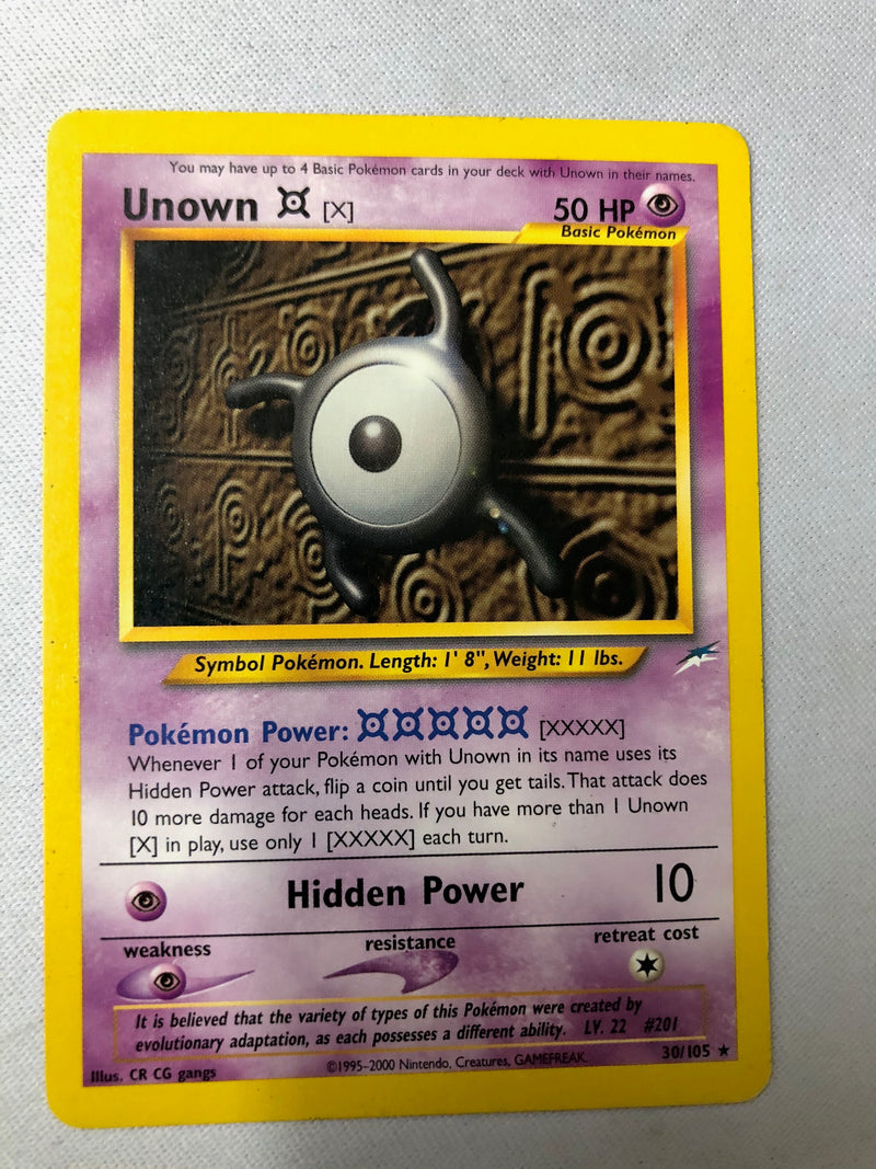 Unown X 30/105 Neo Destiny Rare Unlimited Pokemon Card NM