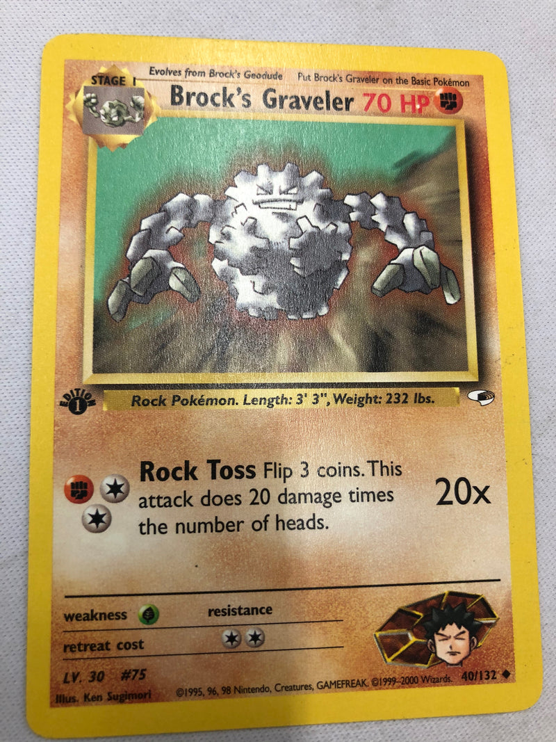 Brock's Graveler 40/132 Gym Heroes 1st Edition Uncommon Near Mint