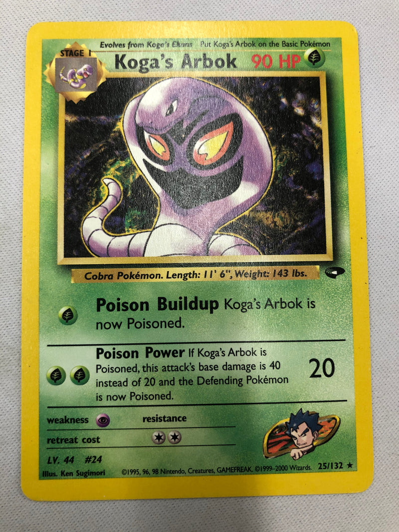 Koga's Arbok 25/132 Gym Challenge Rare Unlimited Edition Near Mint