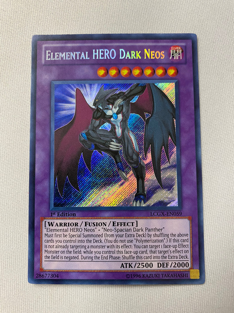 Yugioh Elemental HERO Dark Neos  LCGX-EN059  Secret Rare 1st Edition Near Mint