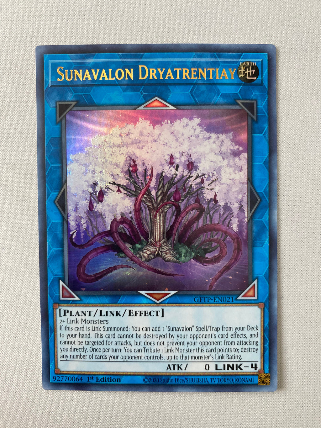 Yugioh Sunavalon Dryatrentiay GFTP-EN021 Ultra Rare 1st Edition NM Yugioh Sunavalon Dryatrentiay GFTP-EN021 Ultra Rare 1st Edition NM