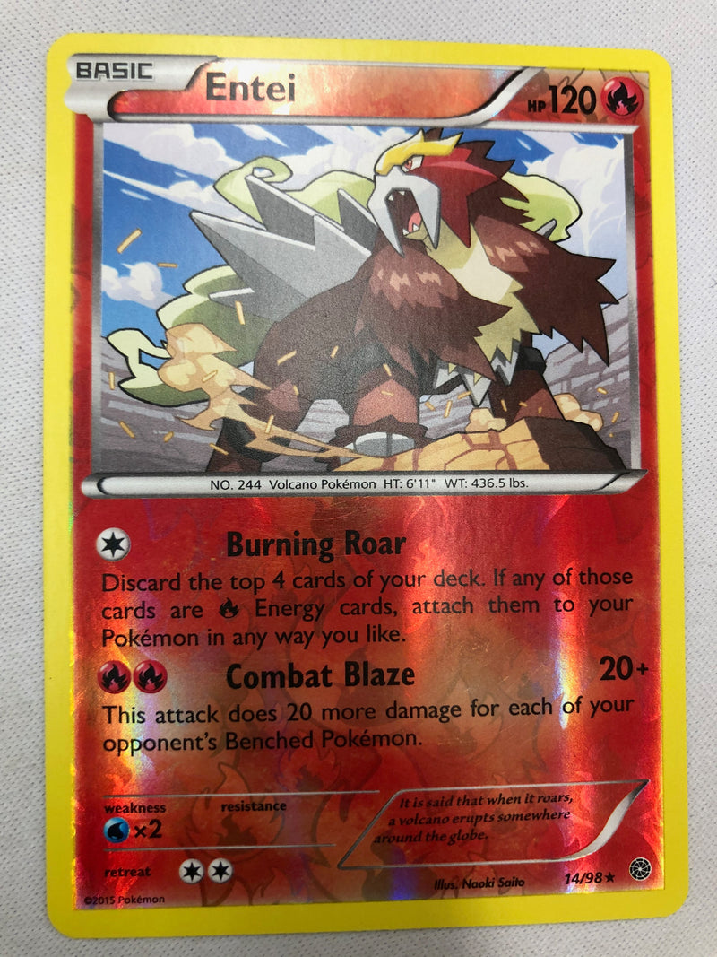 Entei 14/98 XY- Ancient Origins Rare Reverse HoloFoil Near Mint