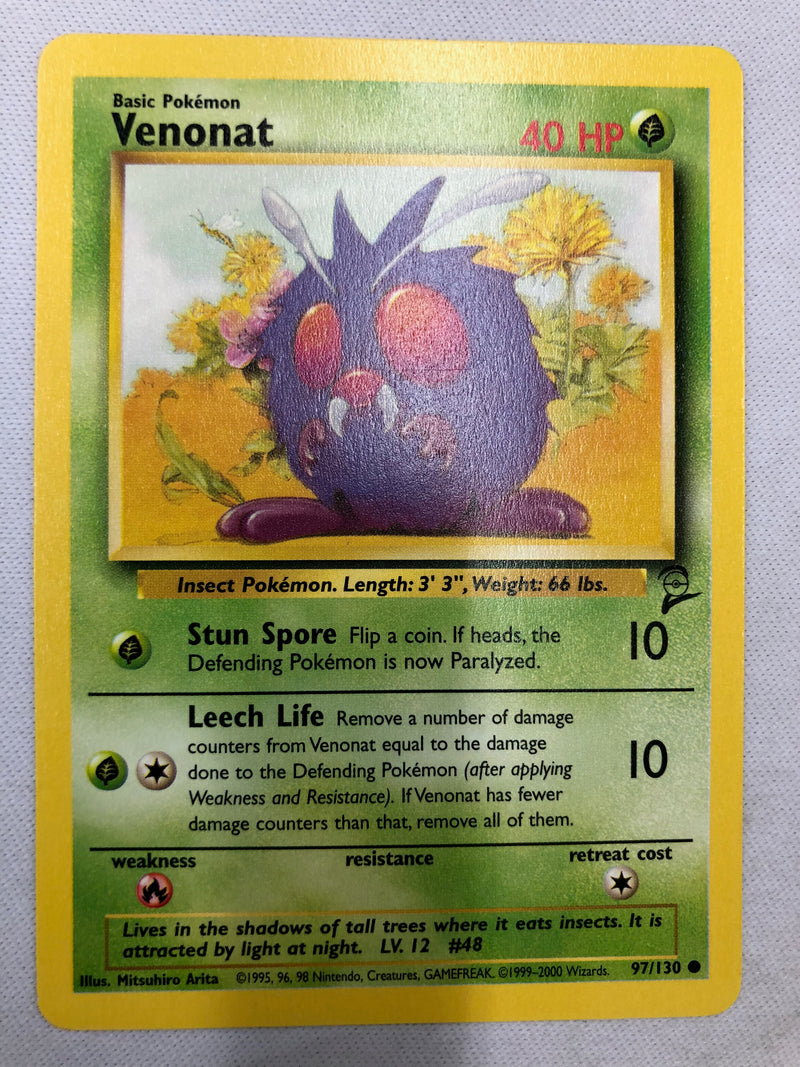 Venonat 97/130 Base Set 2 Unlimited Edition Common Near Mint