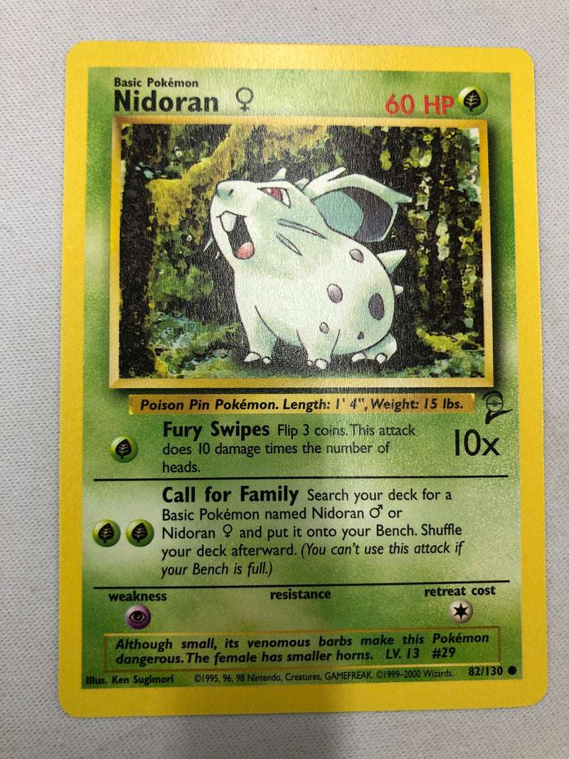 Nidoran 82/130 Base Set 2 Unlimited Edition Common Near Mint