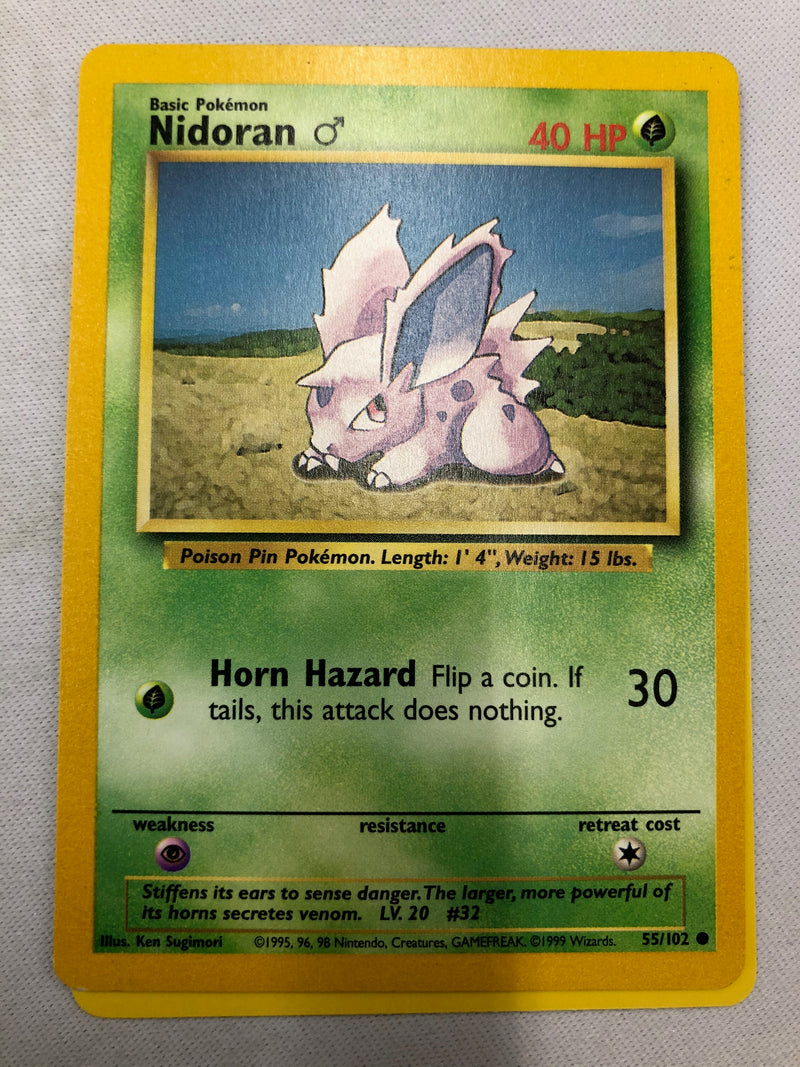 Nidoran 55/102 Base Set  Unlimited Edition Common Near Mint