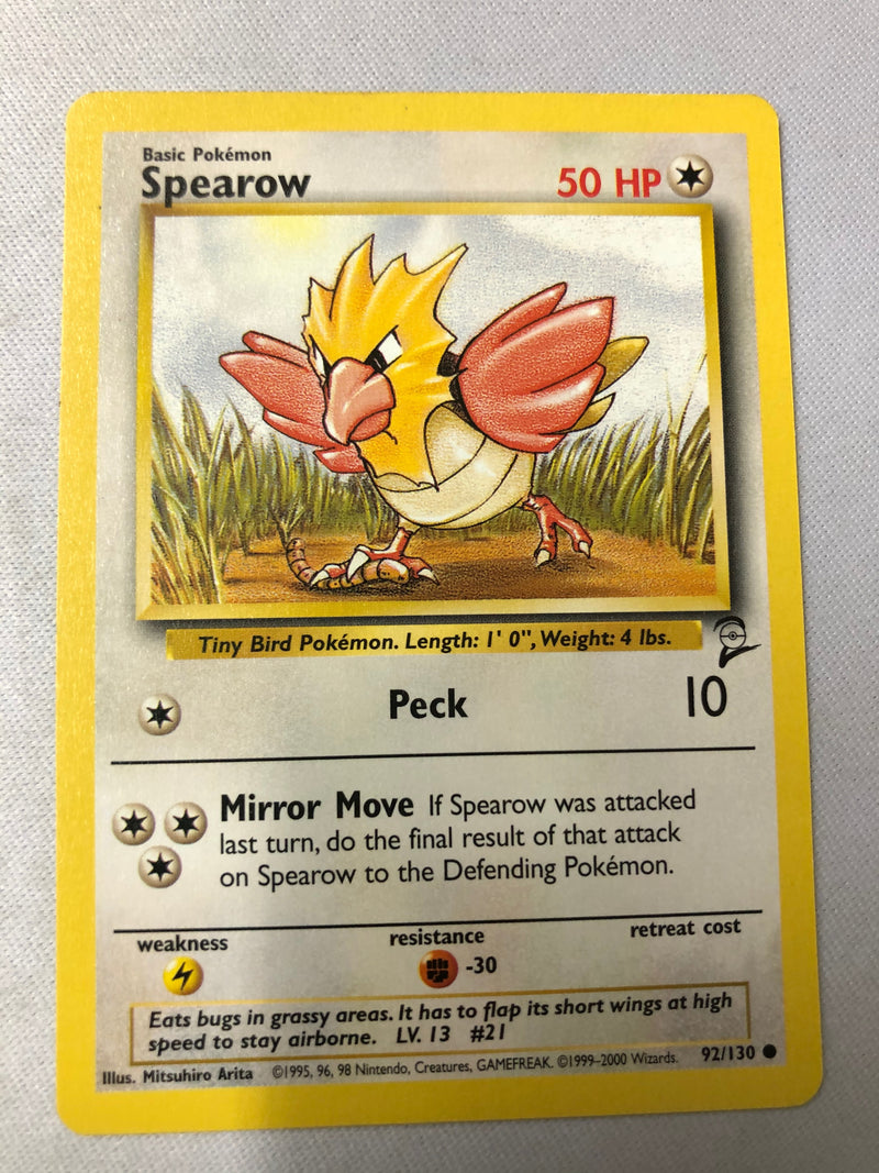 Spearow 92/130 Base Set 2 Unlimited Edition Common Near Mint