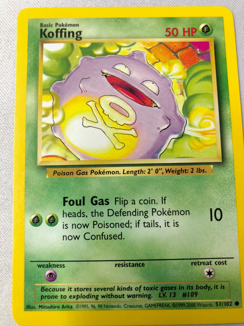 Koffing 51/102 Base Set Unlimited Edition Common Near Mint