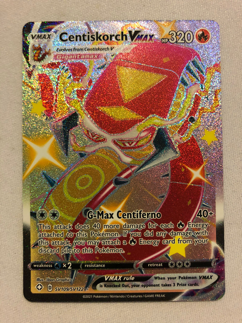 Centiskorch VMAX SV109/SV122 Shiny Full Art Shining Fates Pokemon Card Centiskorch VMAX SV109/SV122 Shiny Full Art Shining Fates Pokemon Card