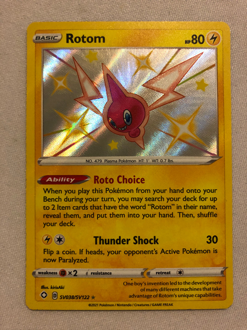 Rotom SV038/SV122 Shiny Holo Rare Singles Fates Pokemon Card Near Mint