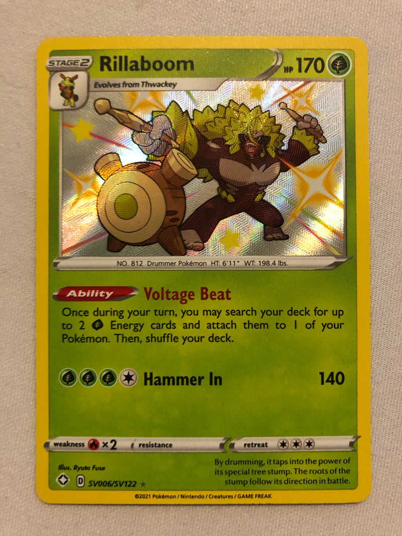 Rillaboom SV006/SV122 Shiny Holo Rare Shining Fates Pokemon Card Near Mint