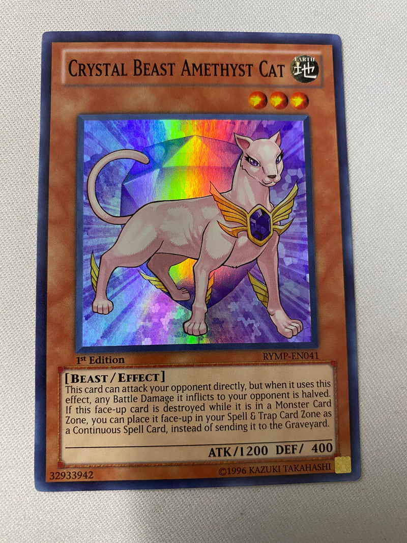 Yugioh Crystal Beast Amethyst Cat RYMP-EN041 Super Rare 1st Edition NM Yugioh Crystal Beast Amethyst Cat RYMP-EN041 Super Rare 1st Edition NM