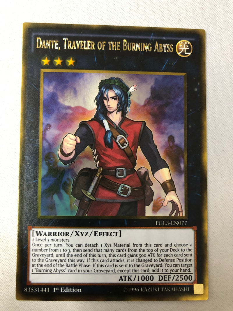 Yugioh Dante, Traveler Of The Burning Abyss PGL3-EN077 Premium Gold: Infinite Gold 1st Edition Gold Rare Nm