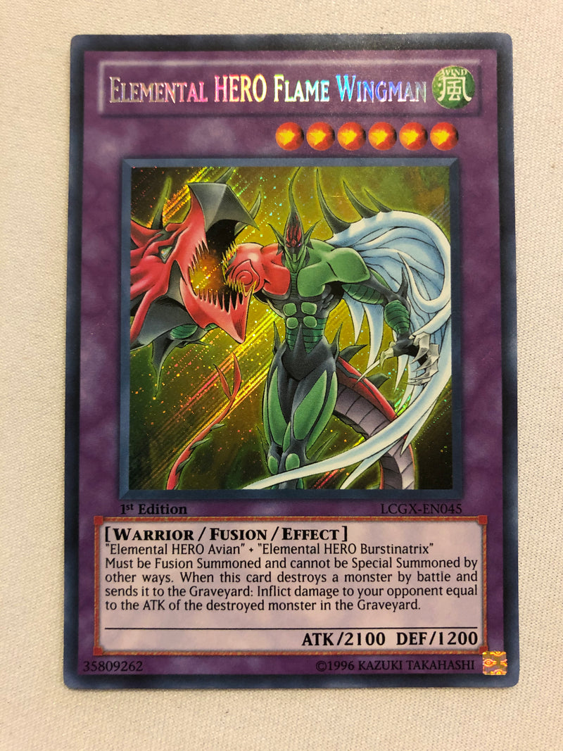 Yugioh Elemental HERO Flame Wingman LCGX-EN045 Secret Rare 1st Edition Yugioh Elemental HERO Flame Wingman LCGX-EN045 Secret Rare 1st Edition