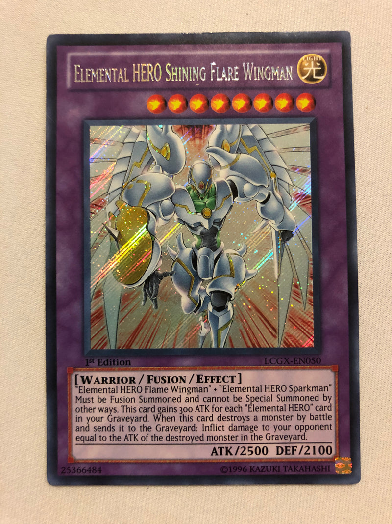 Yugioh Elemental Hero Shining Flare Wingman LCGX-EN050 Secret Rare 1st Edition