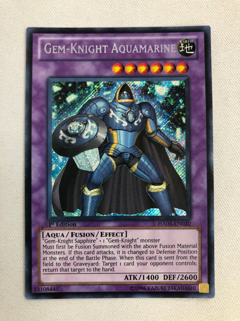Yugioh Gem-Knight Aquamarine HA05-EN020 Secret Rare 1st Edition Near M Yugioh Gem-Knight Aquamarine HA05-EN020 Secret Rare 1st Edition Near M