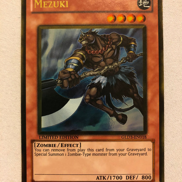 mezuki yugioh card Yugioh Mezuki GLD3-EN018 Gold Rare Limited Edition Near Mint