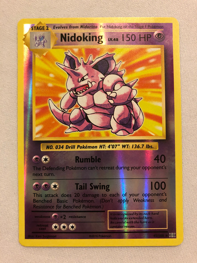 Nidoking 45/108 Rare Reverse Holo XY Evolutions Pokemon Card Near Mint Nidoking 45/108 Rare Reverse Holo XY Evolutions Pokemon Card Near Mint