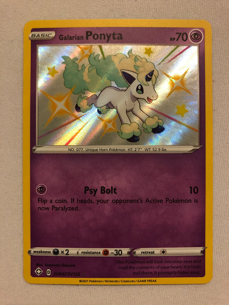 Galarian Ponyta SV047/SV122 Shining Fates Holo Rare Pokemon Card Near Mint