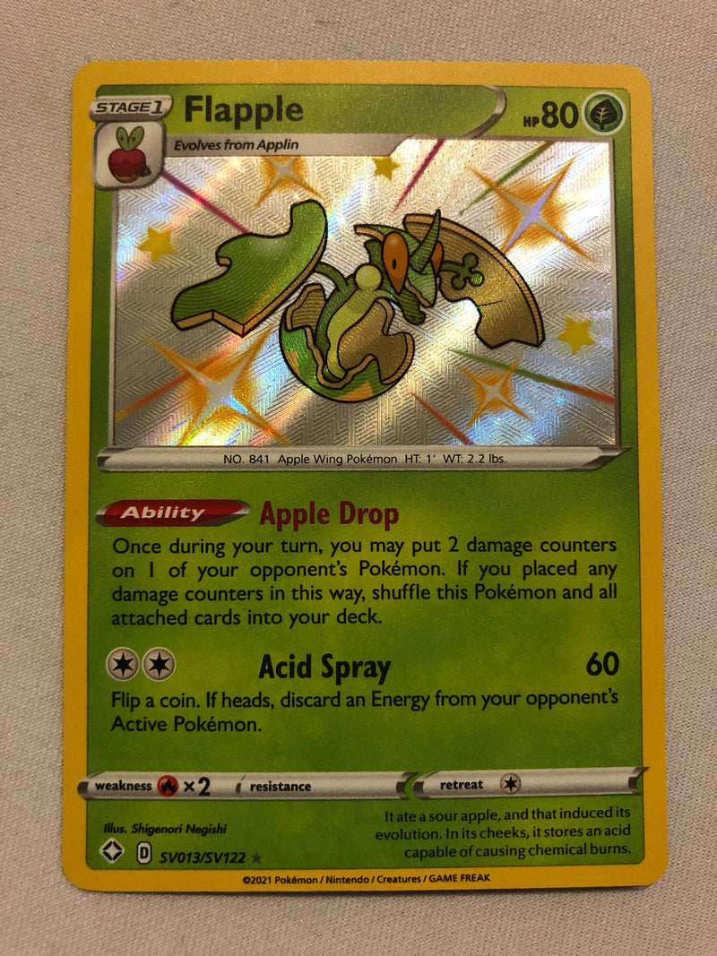 Flapple SV013/SV122 Shining Fates Shiny Holo Rare Pokemon Card Near Mint