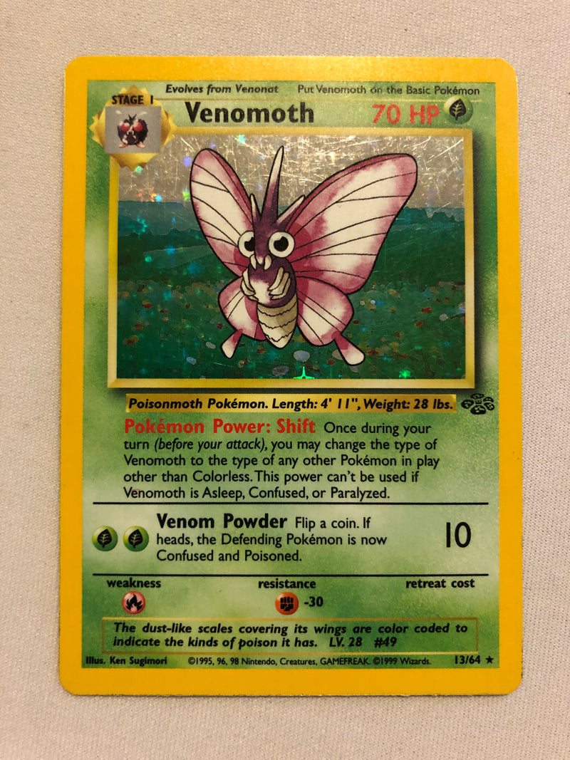 Venomoth 13/64 Jungle Set Holo Rare Pokemon Card Near Mint/Excellent