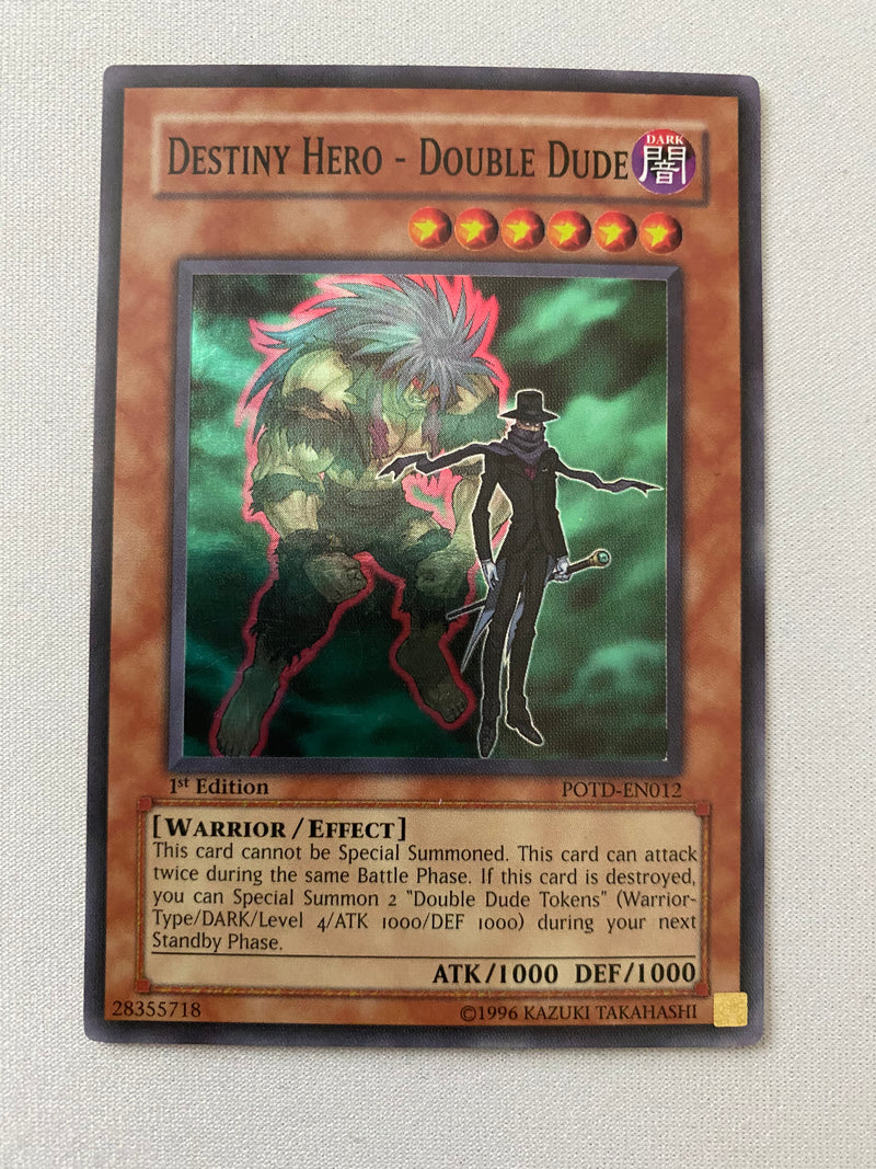Yugioh Destiny Hero  Double Dude POTD-EN012 Super Rare 1st Edition NM