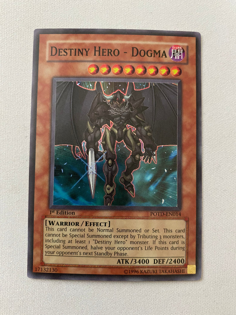 Yugioh Destiny Hero Dogma  POTD-EN014 Super Rare 1st Edition Near Mint